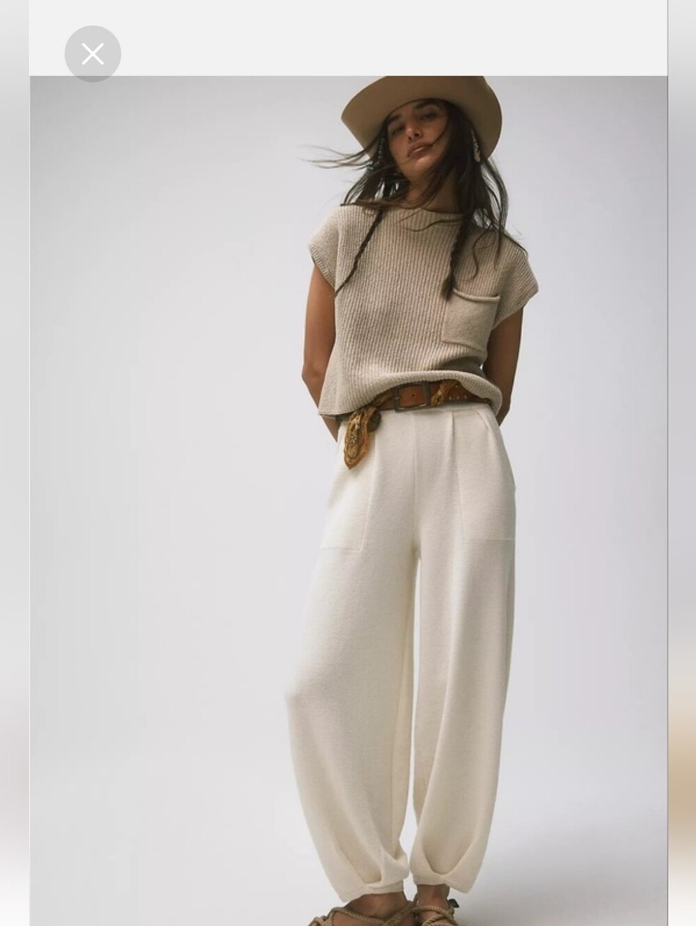 Free People Beach Freya Sweater Set In Beige And Cream
